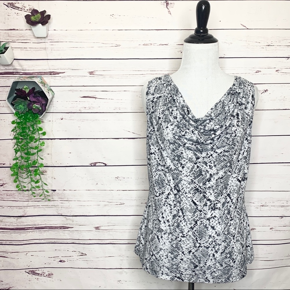 Calvin Klein Black & White Python Print Sleeveles… - image 1